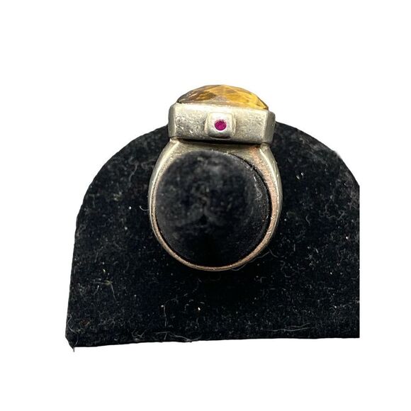 Elle sterling silver 925 Tigers Eye cushion multifaceted cut ring with signature - Picture 6 of 10